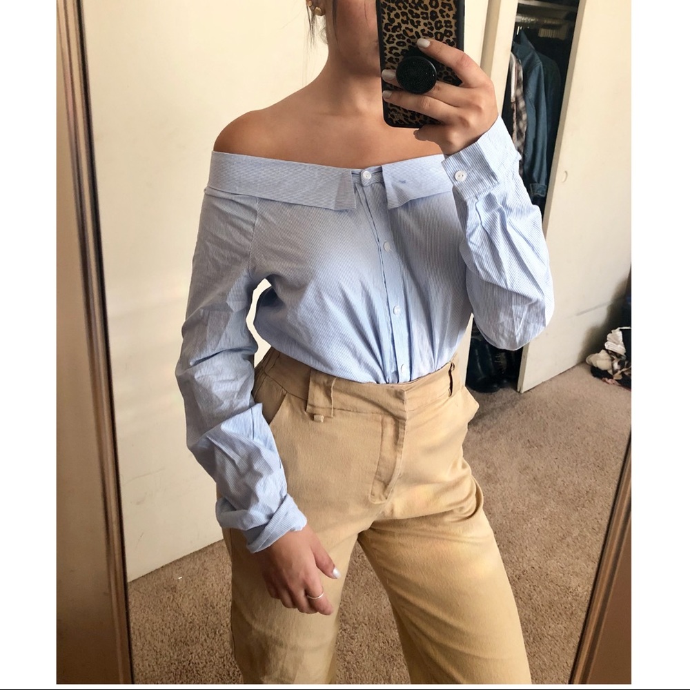Off The Shoulder Button Down - image 1